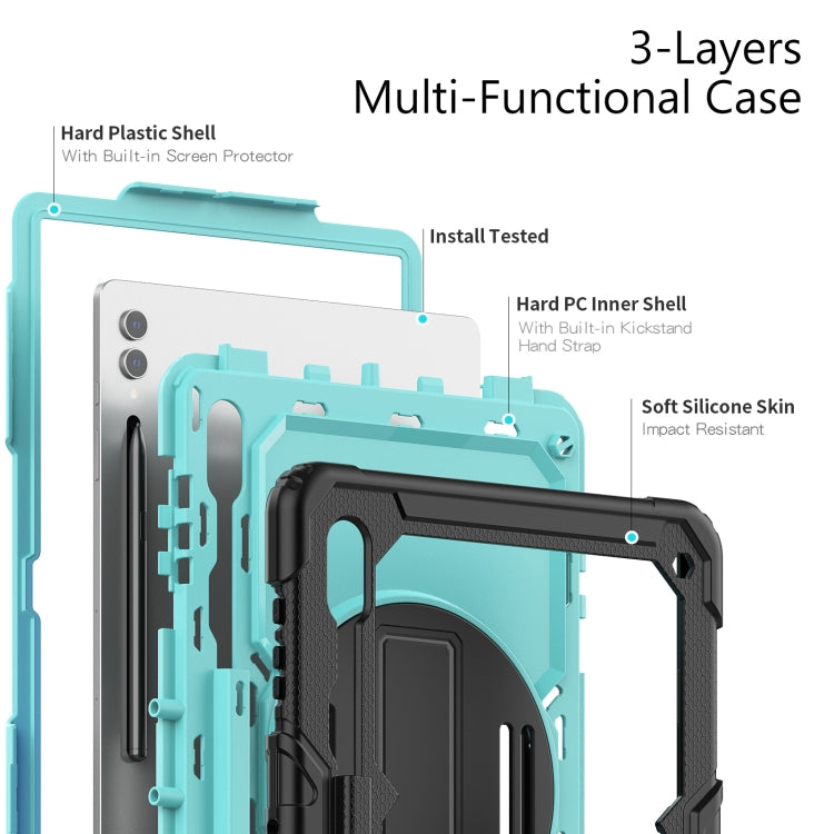 For Samsung Galaxy Tab S9 Ultra / S10 Ultra Silicone Hybrid PC Tablet Protective Case(Black+Light Blue) - Galaxy Tab S9 Ultra Cases by PMC TechLife | Online Shopping South Africa | PMC TechLife | Buy Now Pay Later Mobicred