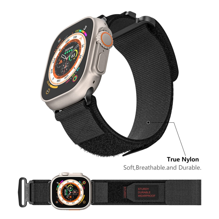 For Apple Watch Series 9 41mm AW Nylon Two-Section Watch Band(Black) - Watch Bands by PMC TechLife | Online Shopping South Africa | PMC TechLife