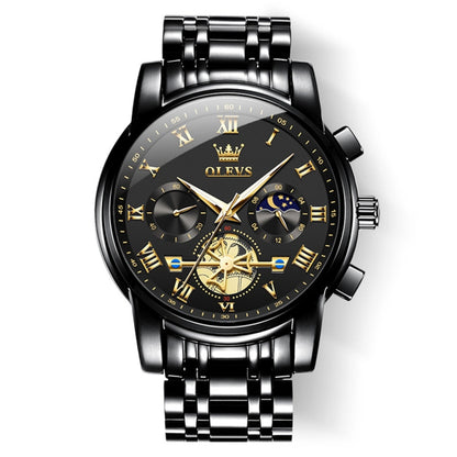 OLEVS 2859 Men Multifunctional Luminous Waterproof Quartz Watch(Black) - Metal Strap Watches by OLEVS | Online Shopping South Africa | PMC Jewellery | Buy Now Pay Later Mobicred