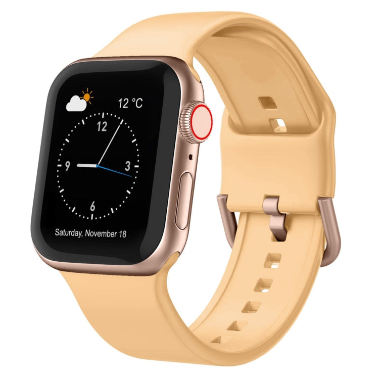 For Apple Watch 5 44mm Pin Buckle Silicone Watch Band(Light Orange) - Watch Bands by PMC TechLife | Online Shopping South Africa | PMC TechLife