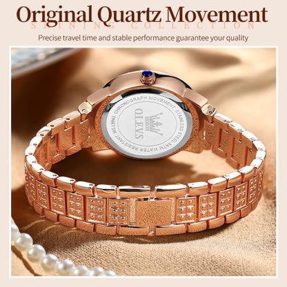 OLEVS 9943 Women Diamond Waterproof Quartz Watch(Rose Gold Diamond Face) - Metal Strap Watches by OLEVS | Online Shopping South Africa | PMC Jewellery | Buy Now Pay Later Mobicred