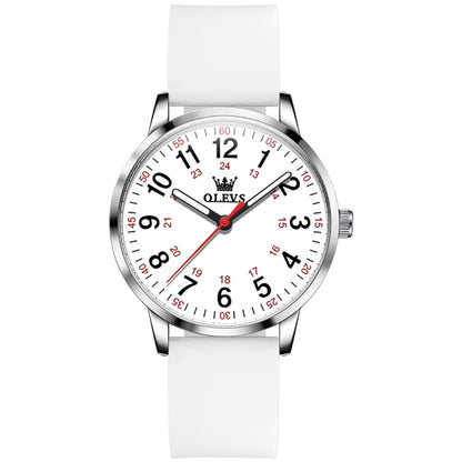 OLEVS 9953 Women Simple Silicone Strap Waterproof Quartz Watch(White) - Silicone Strap Watches by OLEVS | Online Shopping South Africa | PMC Jewellery