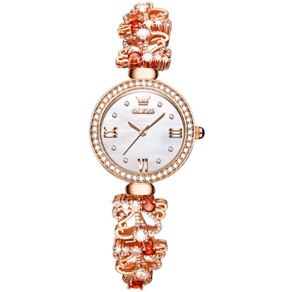 OLEVS 9958 Women Adjustable Drawstring Bracelet Quartz Watch(White + Rose Gold) - Bracelet Watches by OLEVS | Online Shopping South Africa | PMC Jewellery