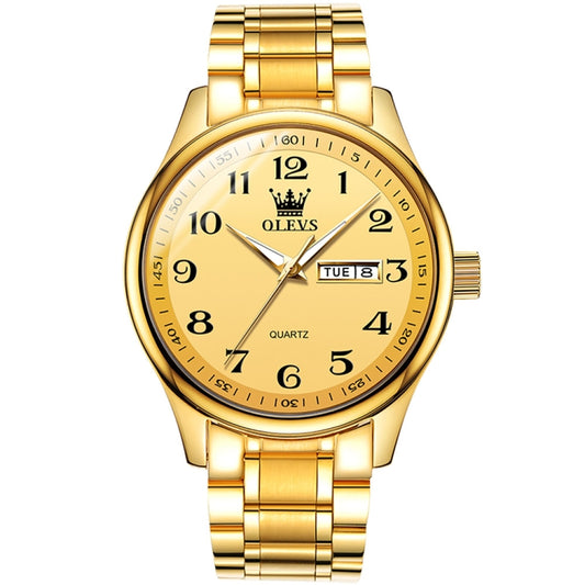 OLEVS 5567 Men Steel Strap Waterproof Quartz Watch(Gold) - Metal Strap Watches by OLEVS | Online Shopping South Africa | PMC Jewellery | Buy Now Pay Later Mobicred