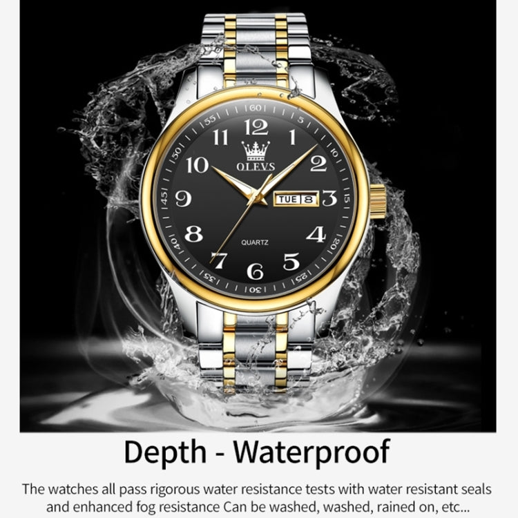 OLEVS 5567 Men Steel Strap Waterproof Quartz Watch(Black) - Metal Strap Watches by OLEVS | Online Shopping South Africa | PMC Jewellery