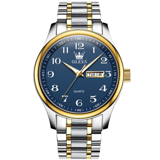 OLEVS 5567 Men Steel Strap Waterproof Quartz Watch(Blue) - Metal Strap Watches by OLEVS | Online Shopping South Africa | PMC Jewellery | Buy Now Pay Later Mobicred