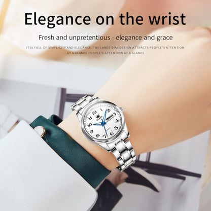 OLEVS 5567 Women Steel Strap Waterproof Quartz Watch(White + Silver) - Metal Strap Watches by OLEVS | Online Shopping South Africa | PMC Jewellery