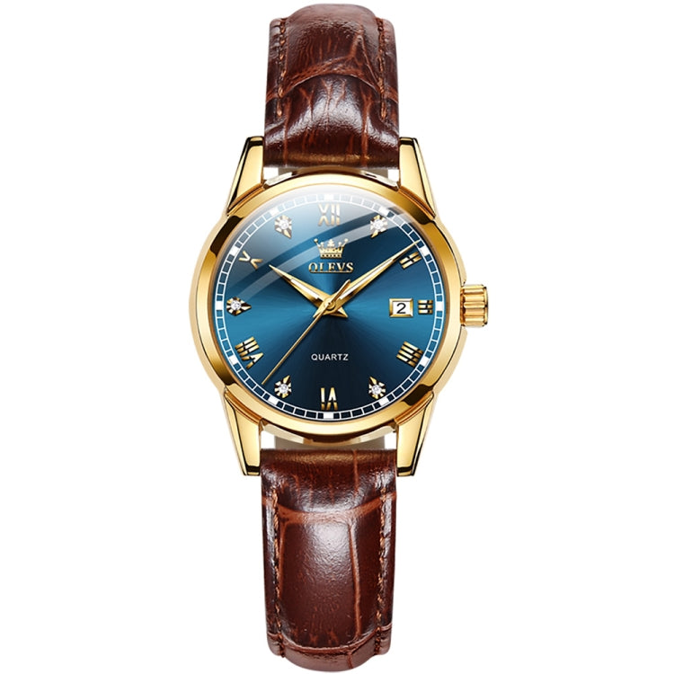 OLEVS 6896 Women Multifunctional Luminous Waterproof Quartz Watch(Blue) - Leather Strap Watches by OLEVS | Online Shopping South Africa | PMC Jewellery