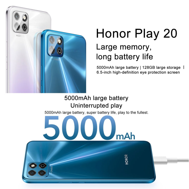 Honor Play 20a, 6GB+128GB, 6.517 inch Magic UI 6.1 MediaTek Helio G85 Octa Core up to 2.0GHz, Network:4G, Not Support Google Play(Aurora Blue) - Honor by Huawei | Online Shopping South Africa | PMC Jewellery