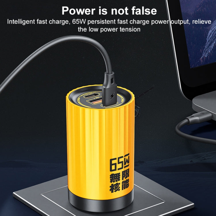 WK WP-U01 Mecha Series Energy Bar 65W Gallium Nitride Dual USB-C / Type-C + USB Charger, CN Plug(Yellow) - USB Charger by WK | Online Shopping South Africa | PMC Jewellery | Buy Now Pay Later Mobicred