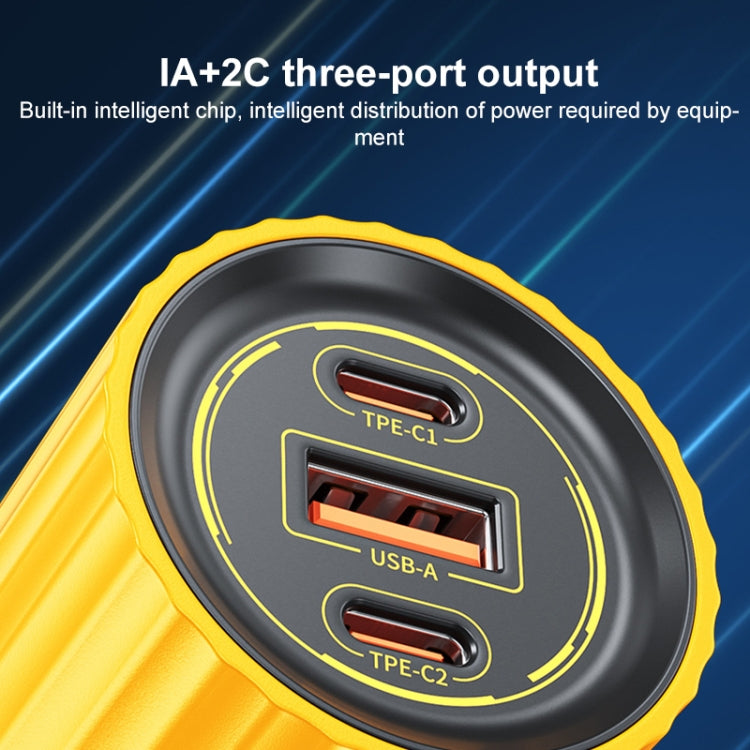 WK WP-U01 Mecha Series Energy Bar 65W Gallium Nitride Dual USB-C / Type-C + USB Charger, CN Plug(Yellow) - USB Charger by WK | Online Shopping South Africa | PMC Jewellery | Buy Now Pay Later Mobicred