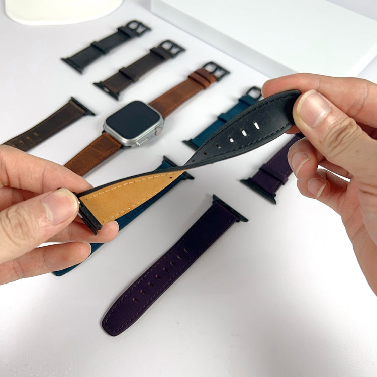 For Apple Watch 9 41mm Retro Texture Leather Watch Band(Purple) - free shipping - PMC TechLife - Order now!