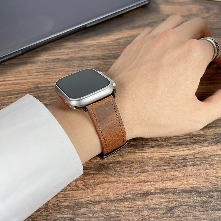 For Apple Watch 9 41mm Retro Texture Leather Watch Band(Brown) - Watch Bands by PMC TechLife | Online Shopping South Africa | PMC TechLife