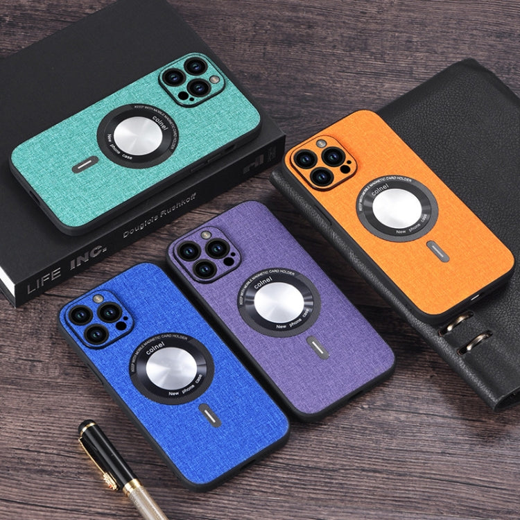 For iPhone 15 Plus Cloth Texture MagSafe Magnetic PU Phone Case(Grey) - iPhone 15 Plus Cases by PMC TechLife | Online Shopping South Africa | PMC TechLife | Buy Now Pay Later Mobicred
