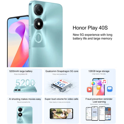 Honor Play 40S 5G, 4GB+128GB, 6.56 inch MagicOS 7.1 Snapdragon 480 Plus Octa Core up to 2.2GHz, Network: 5G, Not Support Google Play(Magic Night Black) - Honor by Huawei | Online Shopping South Africa | PMC Jewellery