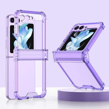 For Samsung Galaxy Z Flip5 GKK Electroplated Airbag Hinge Shockproof Phone Case with Ring Holder(Transparent Purple) - Galaxy Z Flip5 Cases by GKK | Online Shopping South Africa | PMC Jewellery