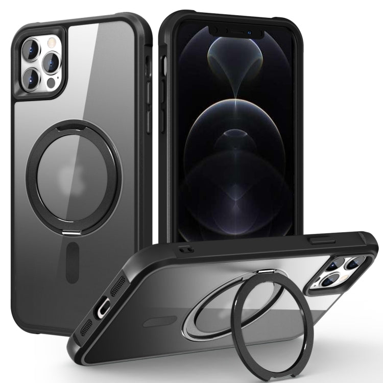 For iPhone 13 Pro Max / 12 Pro Max MagSafe Magnetic Rotating Holder Phone Case(Black) - iPhone 13 Pro Max Cases by PMC TechLife | Online Shopping South Africa | PMC TechLife | Buy Now Pay Later Mobicred