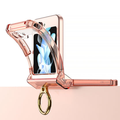 For Samsung Galaxy Z Flip5 Gkk Airbag Hinge Silicone Phone Case with Ring Holder(Transparent) - Galaxy Z Flip5 Cases by GKK | Online Shopping South Africa | PMC Jewellery | Buy Now Pay Later Mobicred