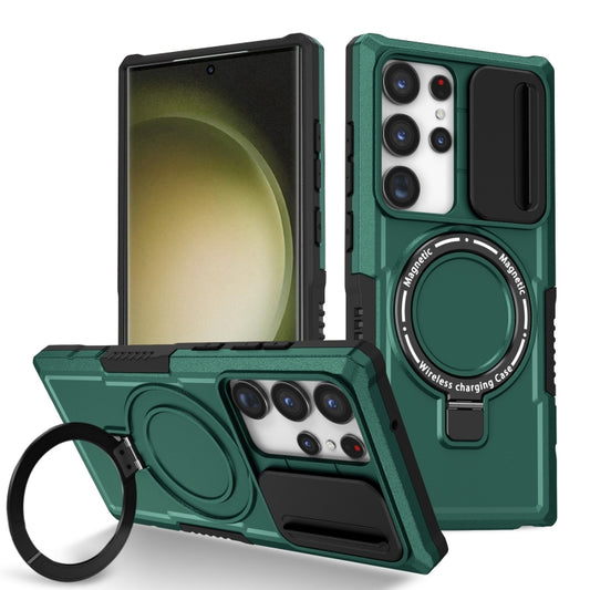 For Samsung Galaxy S23 Ultra 5G Sliding Camshield Magsafe Holder TPU Hybrid PC Phone Case(Deep Green) - Galaxy S23 Ultra 5G Cases by PMC Jewellery | Online Shopping South Africa | PMC Jewellery