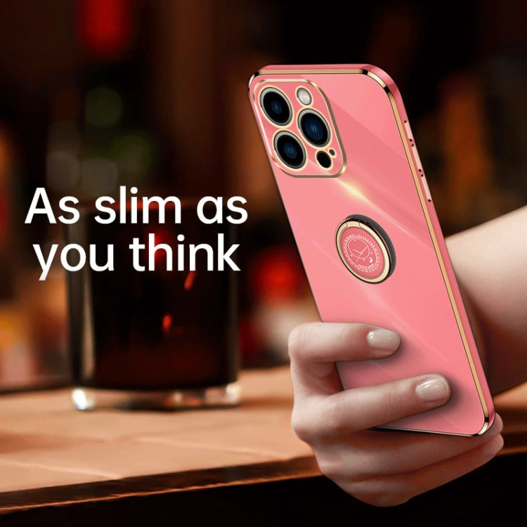 For iPhone 15 Pro XINLI Straight Edge 6D Electroplate TPU Phone Case with Ring Holder(White) - free shipping - PMC TechLife - Order now!