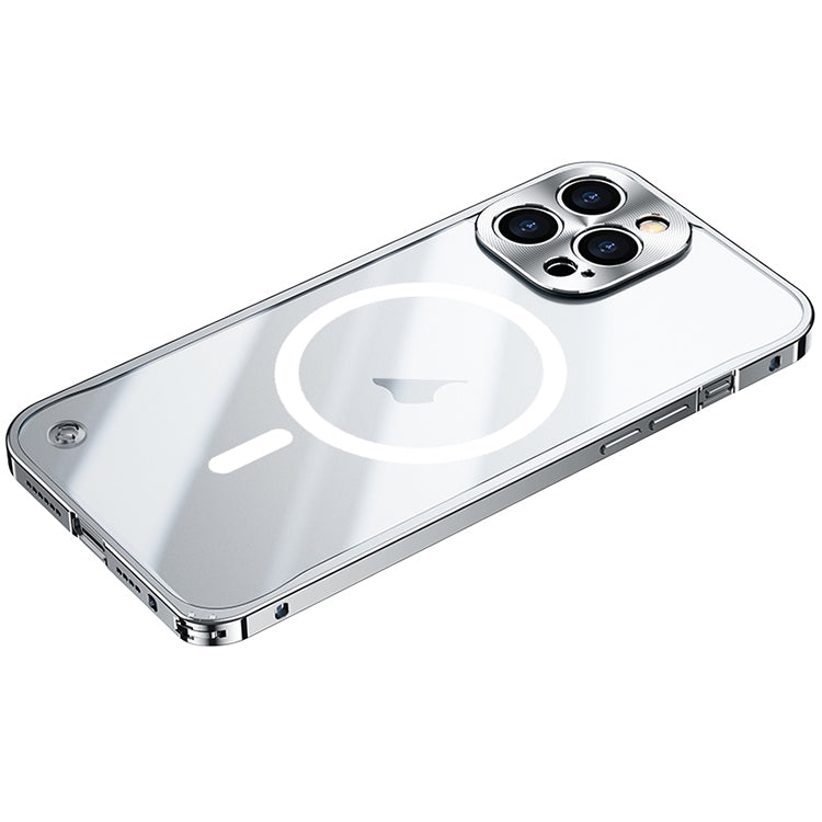 For iPhone 15 Pro Max Metal Frame Frosted PC Shockproof MagSafe Case(Silver) - iPhone 15 Pro Max Cases by PMC Jewellery | Online Shopping South Africa | PMC Jewellery | Buy Now Pay Later Mobicred