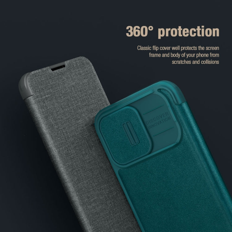 For iPhone 15 Pro NILLKIN QIN Series Pro Plain Leather Phone Case(Green) - iPhone 15 Pro Cases by NILLKIN | Online Shopping South Africa | PMC Jewellery