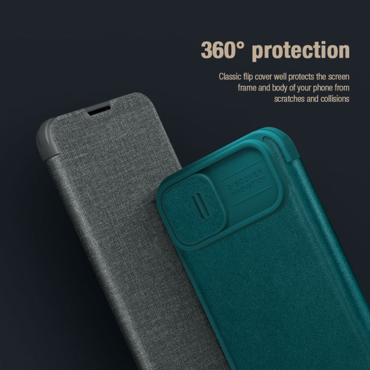 For iPhone 15 NILLKIN QIN Series Pro Fabric Textured Leather Phone Case(Grey) - iPhone 15 Cases by NILLKIN | Online Shopping South Africa | PMC Jewellery