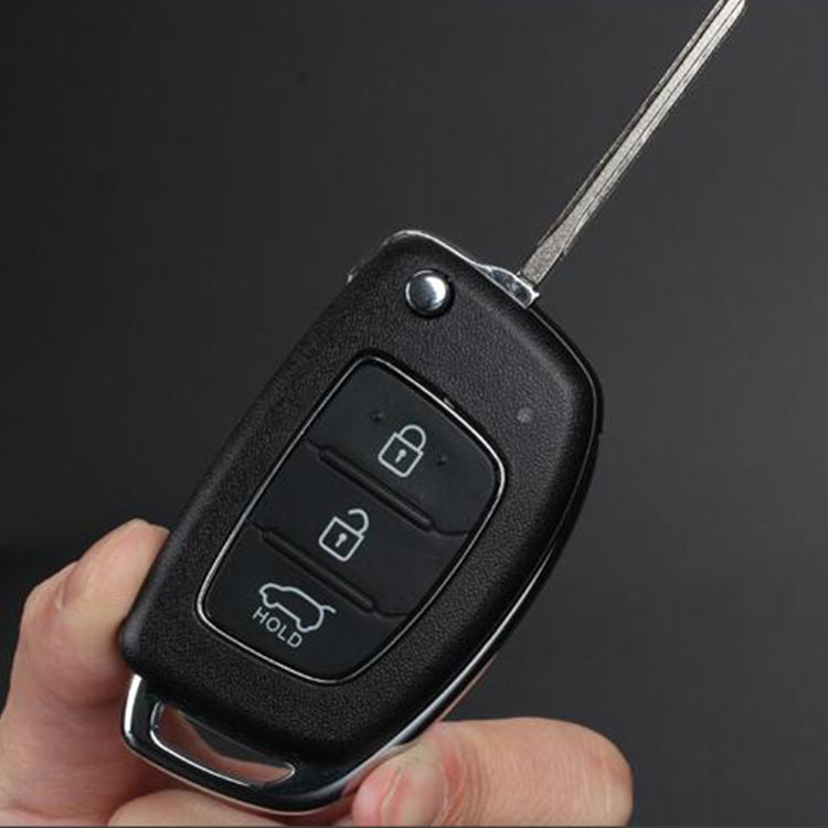 For Hyundai 3-button Folding Car Key Shell with Silver Metal Edge - Remote Car Key by PMC TechLife | Online Shopping South Africa | PMC TechLife