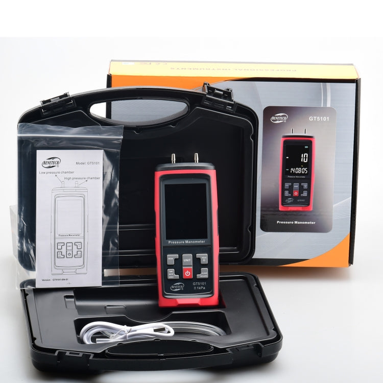 BENETECH GT5101 LCD Display Differential Pressure Meter, Specification:40KPa - free shipping - PMC TechLife - Order now!