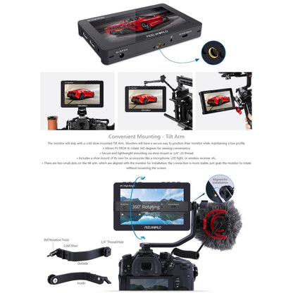 FEELWORLD F5 ProX 5.5 inch 1600nit High Bright Touch Screen DSLR Camera Field Monitor 4K HDMI F970 Install and Power Kit(Black) - On-camera Monitors by FEELWORLD | Online Shopping South Africa | PMC Jewellery | Buy Now Pay Later Mobicred