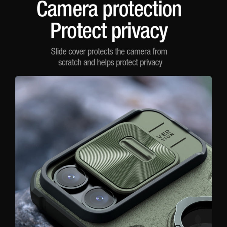 For iPhone 15 Pro NILLKIN Shockproof CamShield Armor Protective Case with Invisible Ring Holder(Green) - iPhone 15 Pro Cases by NILLKIN | Online Shopping South Africa | PMC TechLife