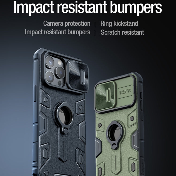For iPhone 15 Pro NILLKIN Shockproof CamShield Armor Protective Case with Invisible Ring Holder(Green) - iPhone 15 Pro Cases by NILLKIN | Online Shopping South Africa | PMC TechLife