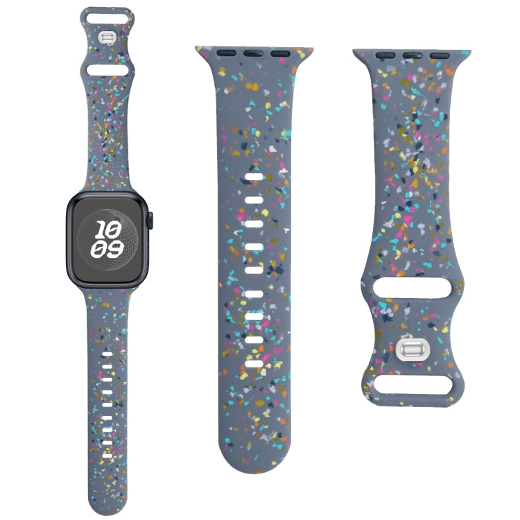 For Apple Watch Serie 9 41mm Floral Silicone Watch Band(Grey) - Watch Bands by PMC TechLife | Online Shopping South Africa | PMC TechLife