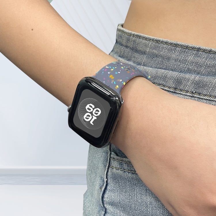 For Apple Watch Serie 8 41mm Floral Silicone Watch Band(Grey) - Watch Bands by PMC TechLife | Online Shopping South Africa | PMC TechLife