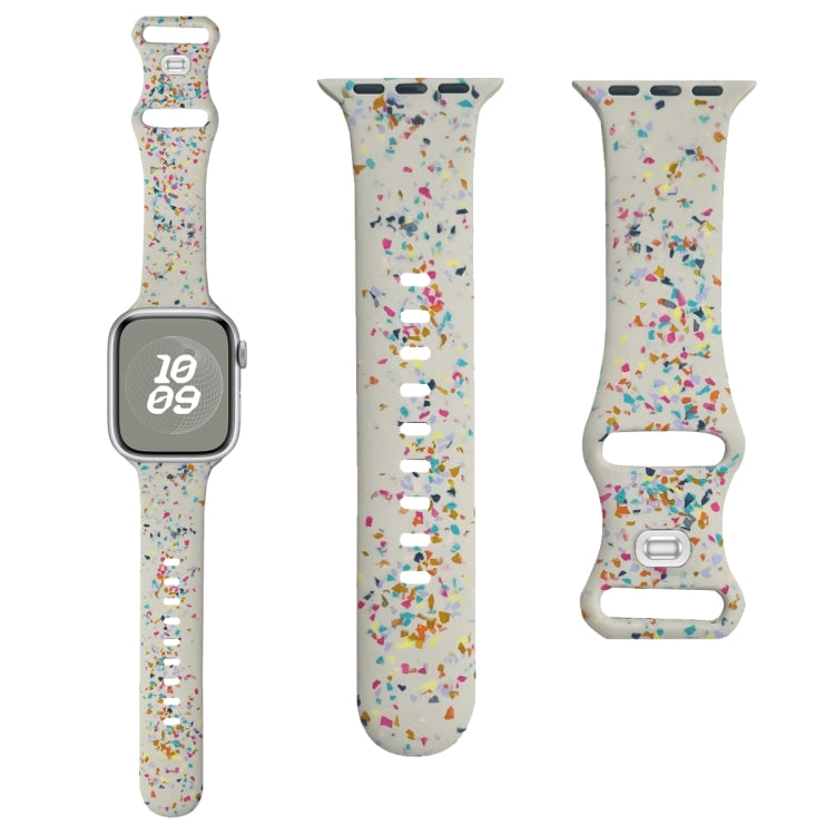 For Apple Watch 42mm Floral Silicone Watch Band(Starlight) - Watch Bands by PMC TechLife | Online Shopping South Africa | PMC TechLife