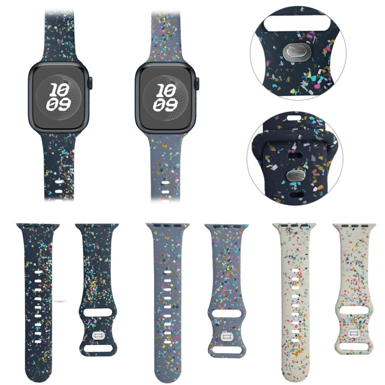 For Apple Watch Serie 7 41mm Floral Silicone Watch Band(Blue) - Watch Bands by PMC TechLife | Online Shopping South Africa | PMC TechLife