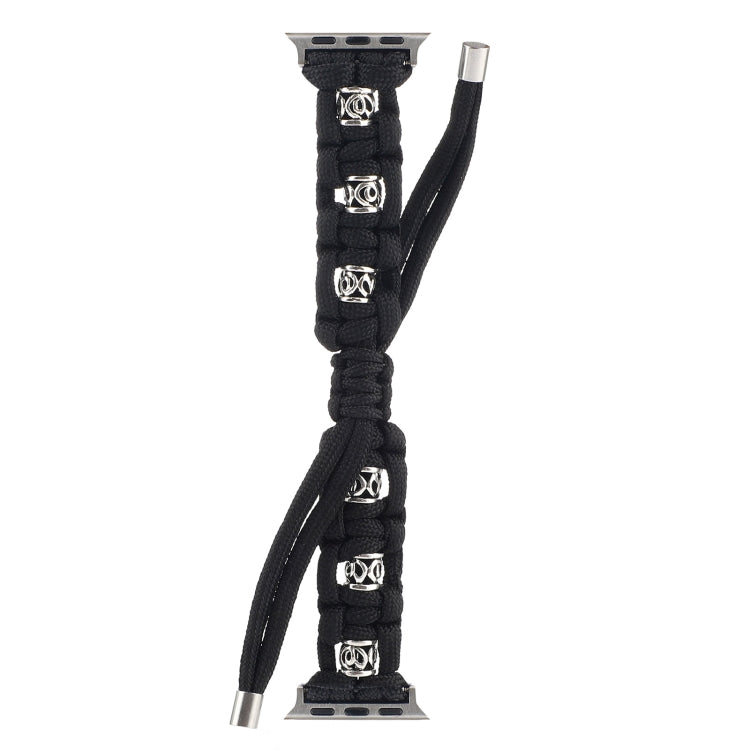 For Apple Watch Ultra 2 49mm Silk Silver Beads Braided Watch Band(Black) - free shipping - PMC TechLife - Order now!