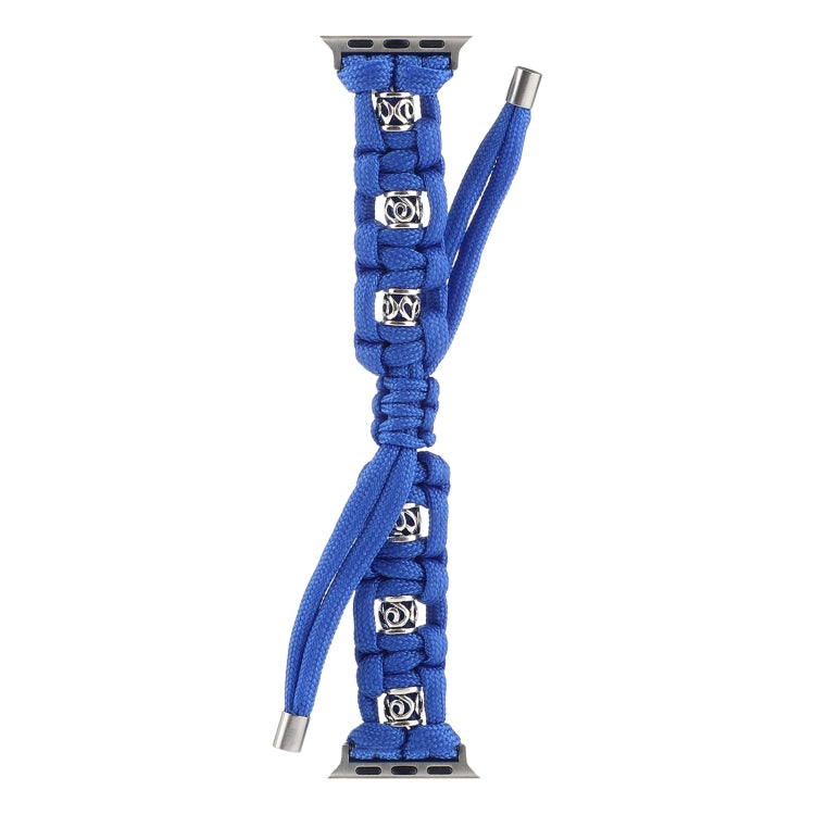 For Apple Watch Series 9 41mm Silk Silver Beads Braided Watch Band(Blue) - Watch Bands by PMC TechLife | Online Shopping South Africa | PMC TechLife