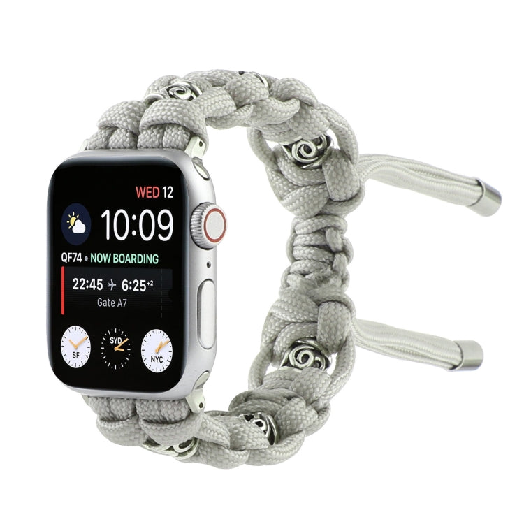 For Apple Watch SE 40mm Silk Silver Beads Braided Watch Band(Grey) - Watch Bands by PMC TechLife | Online Shopping South Africa | PMC TechLife