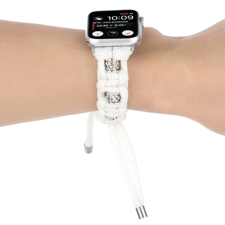 For Apple Watch SE 44mm Silk Silver Beads Braided Watch Band(White) - free shipping - PMC TechLife - Order now!