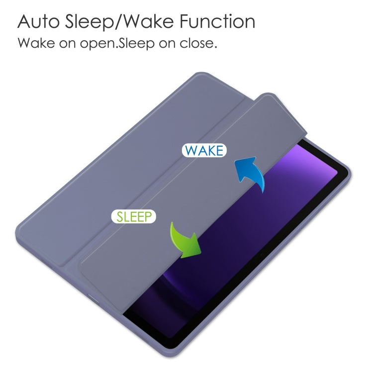 For Samsung Galaxy Tab S9 FE / S10 FE Acrylic 3-folding Smart Leather Tablet Case with Pen Slot(Lavender) - Galaxy Tab S9 FE by PMC TechLife | Online Shopping South Africa | PMC TechLife | Buy Now Pay Later Mobicred