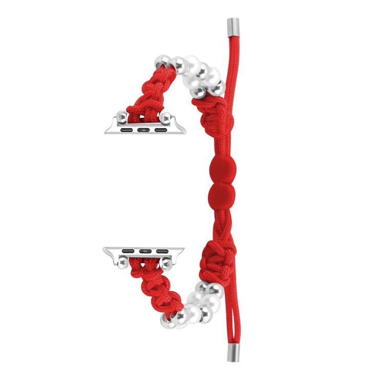 For Apple Watch SE 40mm Paracord Row Beads Drawstring Braided Watch Band(Red) - free shipping - PMC TechLife - Order now!