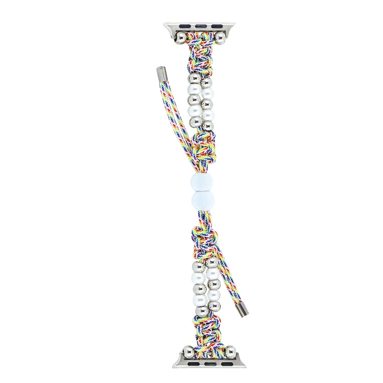 For Apple Watch Series 6 40mm Paracord Row Beads Drawstring Braided Watch Band(Rainbow) - Watch Bands by PMC TechLife | Online Shopping South Africa | PMC TechLife