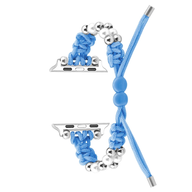 For Apple Watch Series 6 40mm Paracord Row Beads Drawstring Braided Watch Band(Blue) - Watch Bands by PMC TechLife | Online Shopping South Africa | PMC TechLife