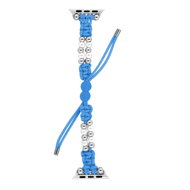 For Apple Watch Series 2 38mm Paracord Row Beads Drawstring Braided Watch Band(Blue) - Watch Bands by PMC TechLife | Online Shopping South Africa | PMC TechLife