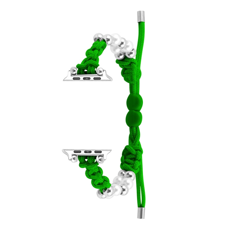For Apple Watch Series 2 38mm Paracord Row Beads Drawstring Braided Watch Band(Green) - Watch Bands by PMC TechLife | Online Shopping South Africa | PMC TechLife
