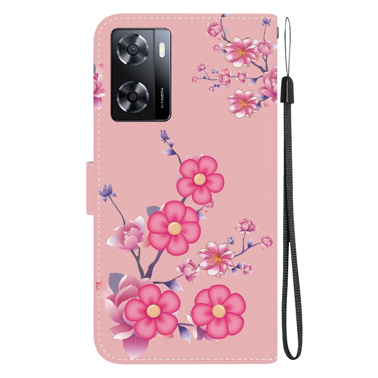 For OPPO A57 5G / A57s 4G Crystal Texture Colored Drawing Leather Phone Case(Cherry Blossoms) - free shipping - PMC TechLife - Order now!