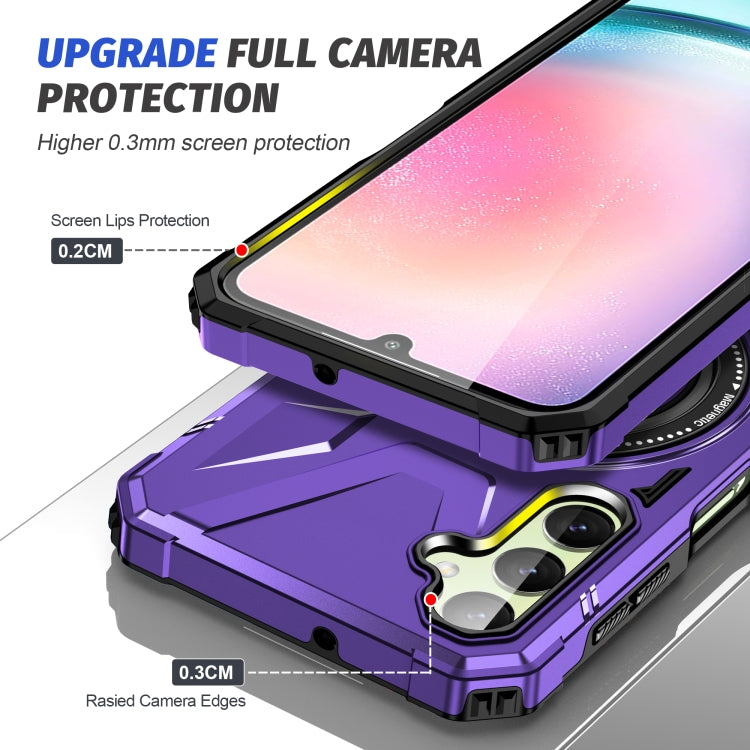 For Samsung Galaxy A24 5G MagSafe Magnetic Shockproof Phone Case with Ring Holder(Purple) - Galaxy Phone Cases by PMC TechLife | Online Shopping South Africa | PMC TechLife