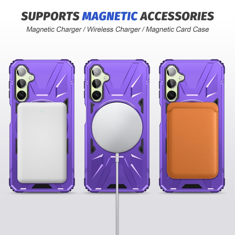 For Samsung Galaxy A24 5G MagSafe Magnetic Shockproof Phone Case with Ring Holder(Purple) - Galaxy Phone Cases by PMC TechLife | Online Shopping South Africa | PMC TechLife