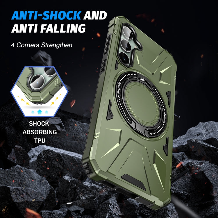 For Samsung Galaxy A15 MagSafe Magnetic Shockproof Phone Case with Ring Holder(Dark Green) - Galaxy Phone Cases by PMC TechLife | Online Shopping South Africa | PMC TechLife
